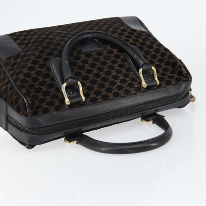 Celine CELINE Macadam Canvas Hand Bag Suede Black Gold Authentic ep11623