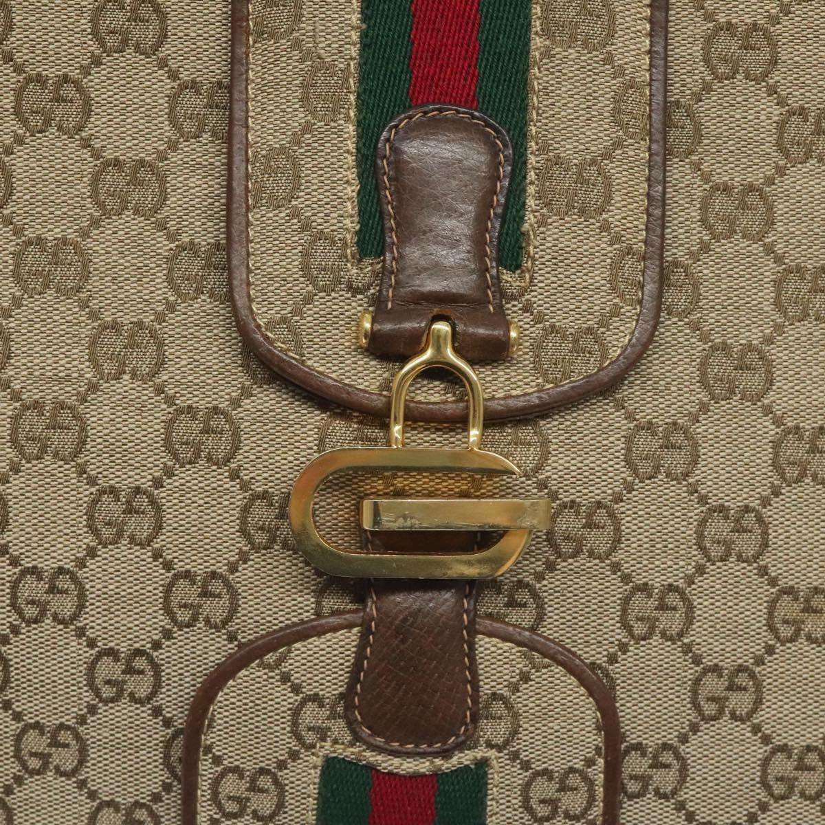 Gucci GUCCI GG Canvas Shoulder Bag Beige Gold Authentic bs27064