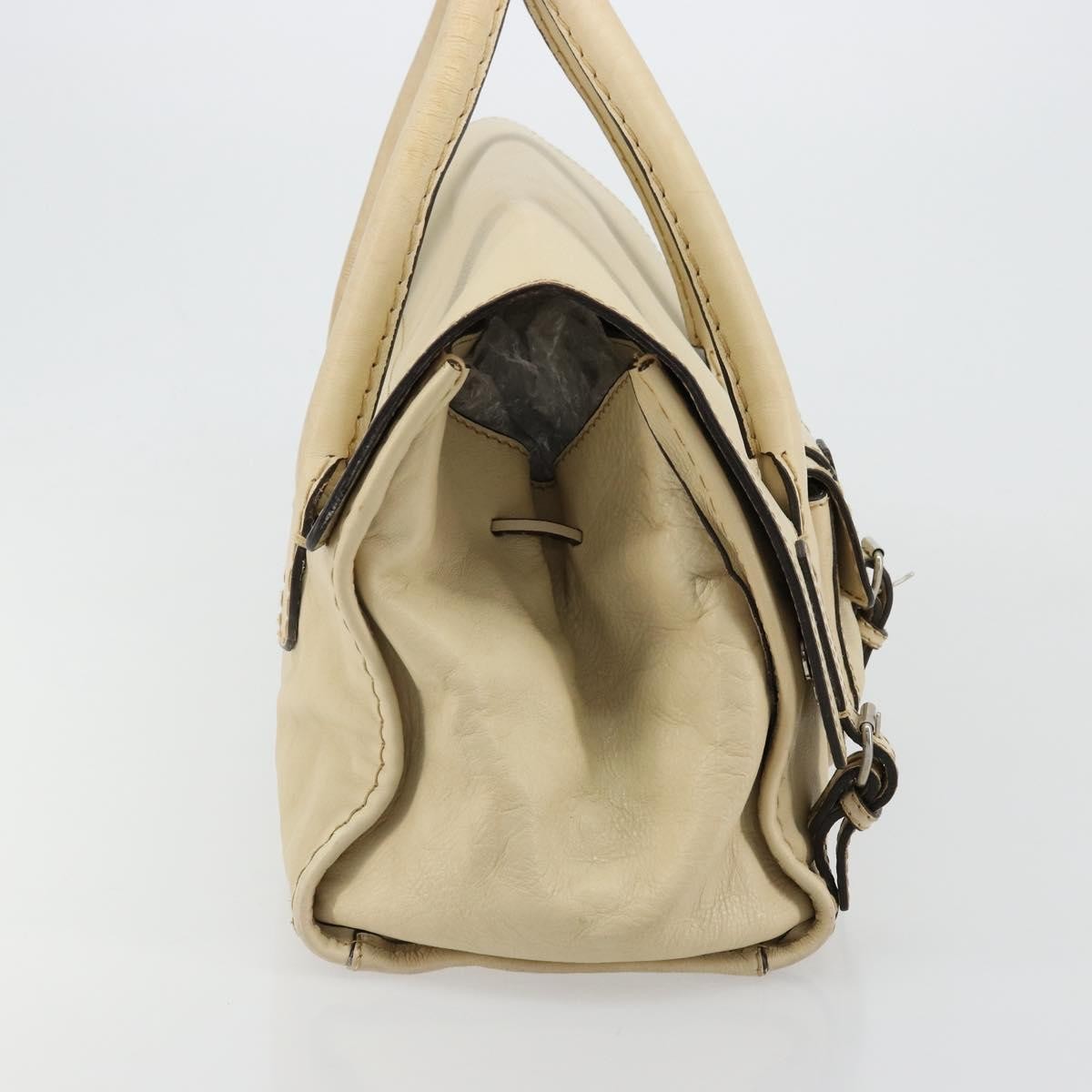 Chloé Chloé Chloe Edith Boston Bag Leather Beige Silver Authentic bs30503