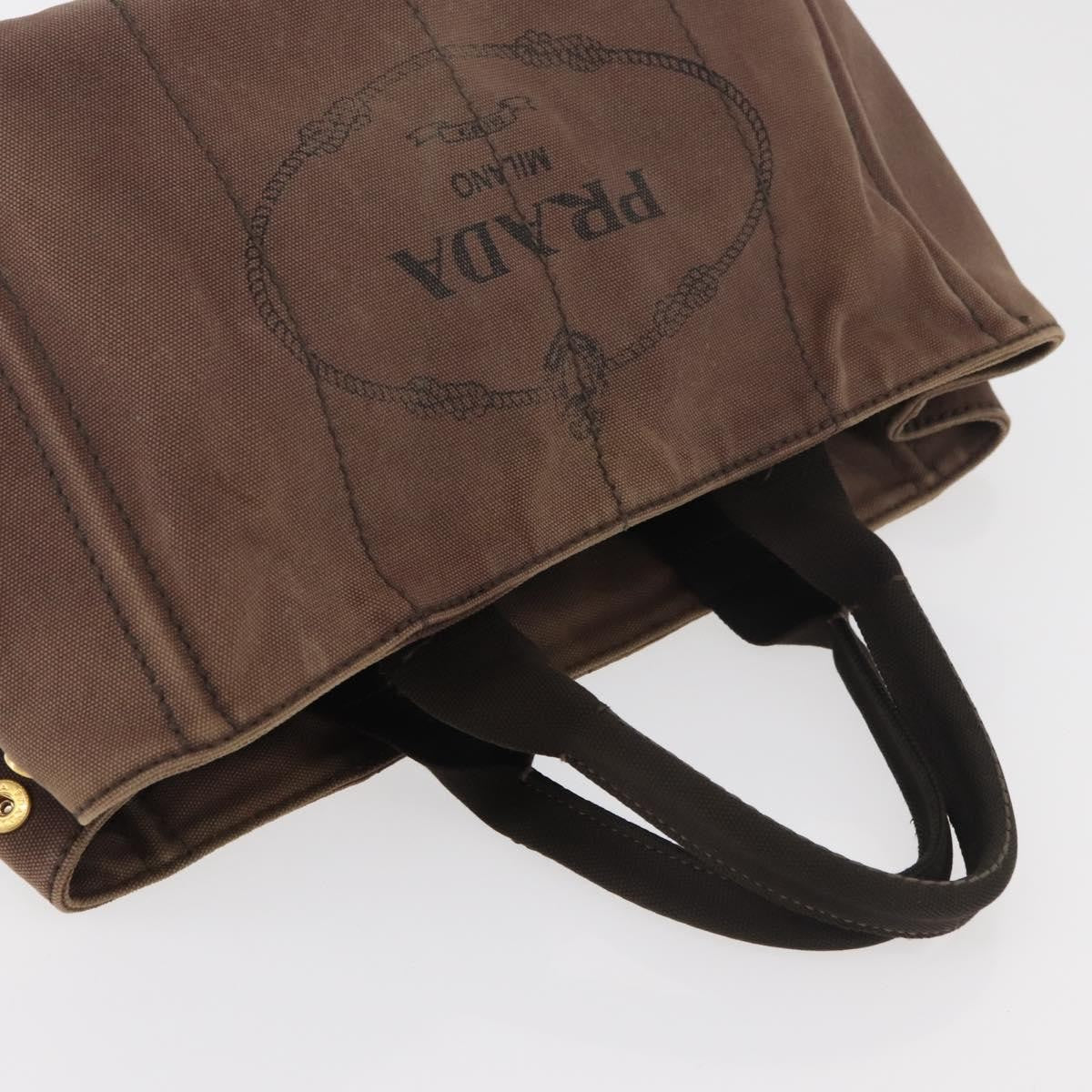 Prada PRADA Canapa MM Hand Bag Canvas Brown Gold Authentic 176198
