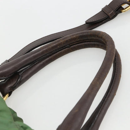Prada PRADA Hand Bag Nylon 2way Green Gold Authentic YKZ1101