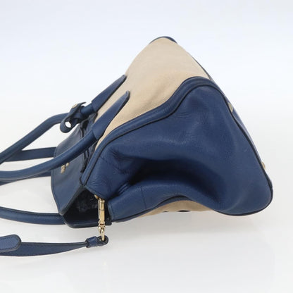 Prada PRADA Hand Bag Canvas 2way Beige Blue Authentic ka891