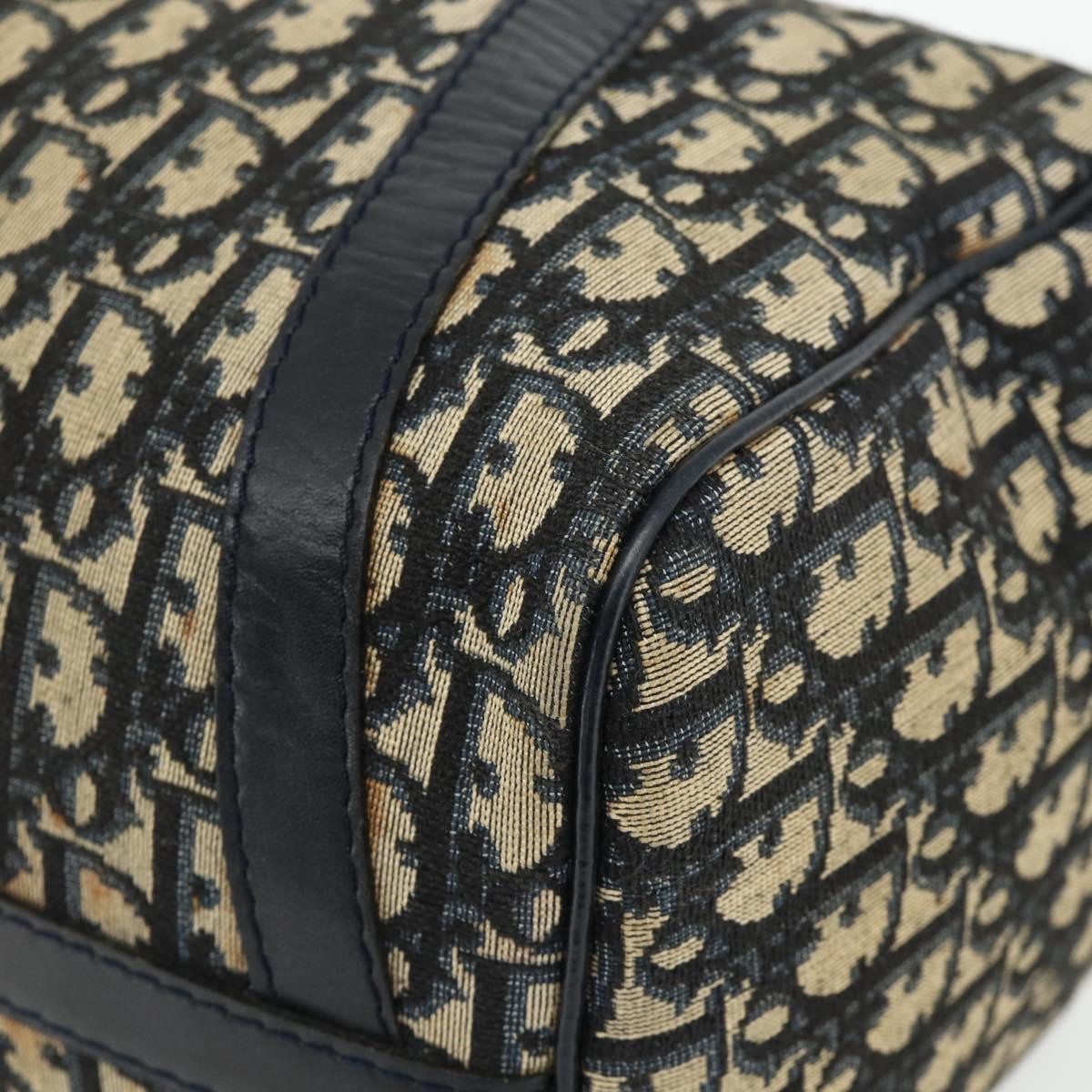 Dior Christian Dior Trotter Canvas Boston Bag Navy Silver Authentic 175415