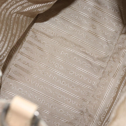 Prada PRADA Tote Bag Canvas Leather Beige Silver Authentic 160268