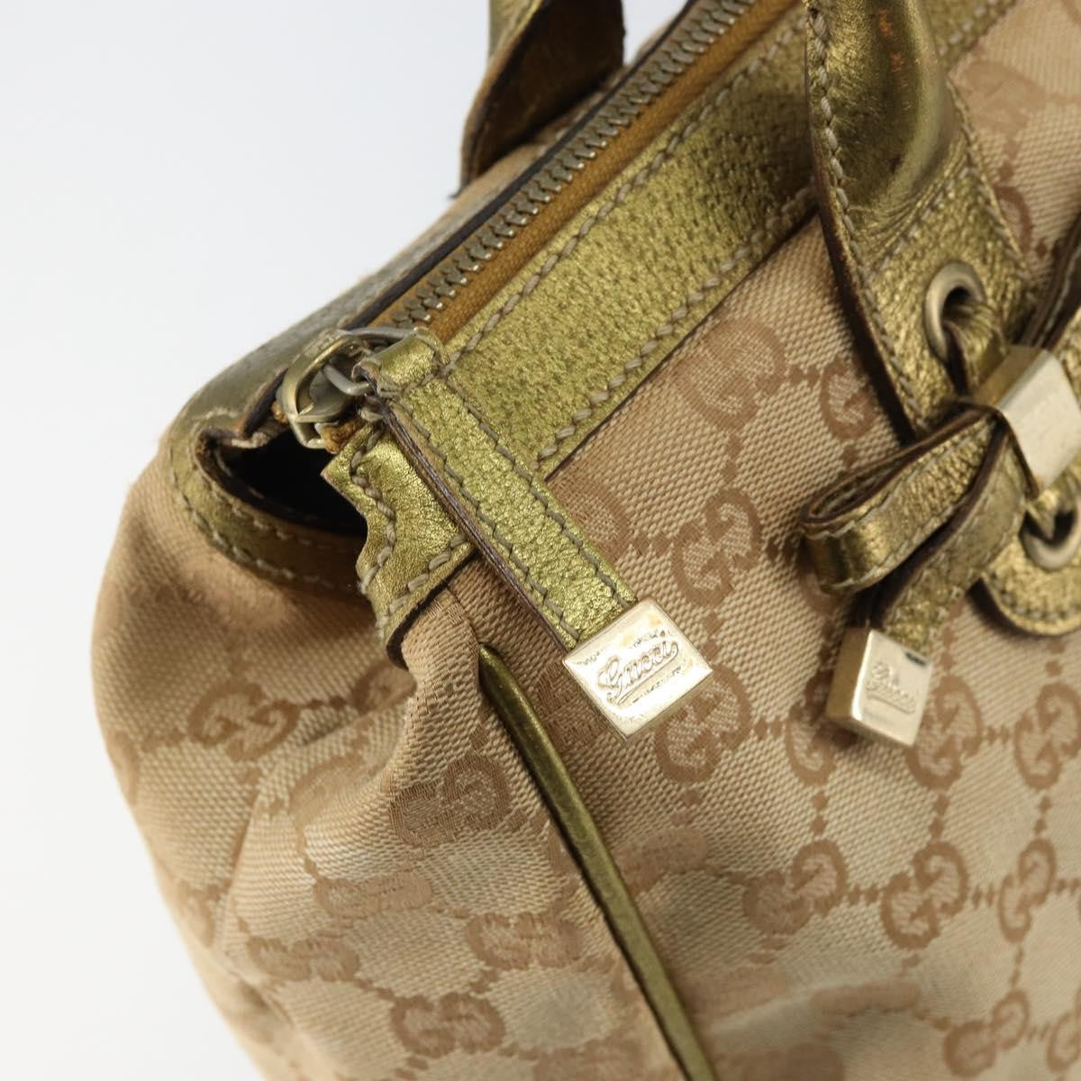 Gucci GUCCI GG Canvas Shoulder Bag Beige Gold 177052 Authentic 121395