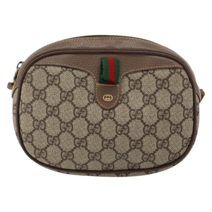 Gucci GUCCI GG Supreme Web Sherry Line Bag PVC Beige Gold 007 58 6112 4023 Authentic 150125