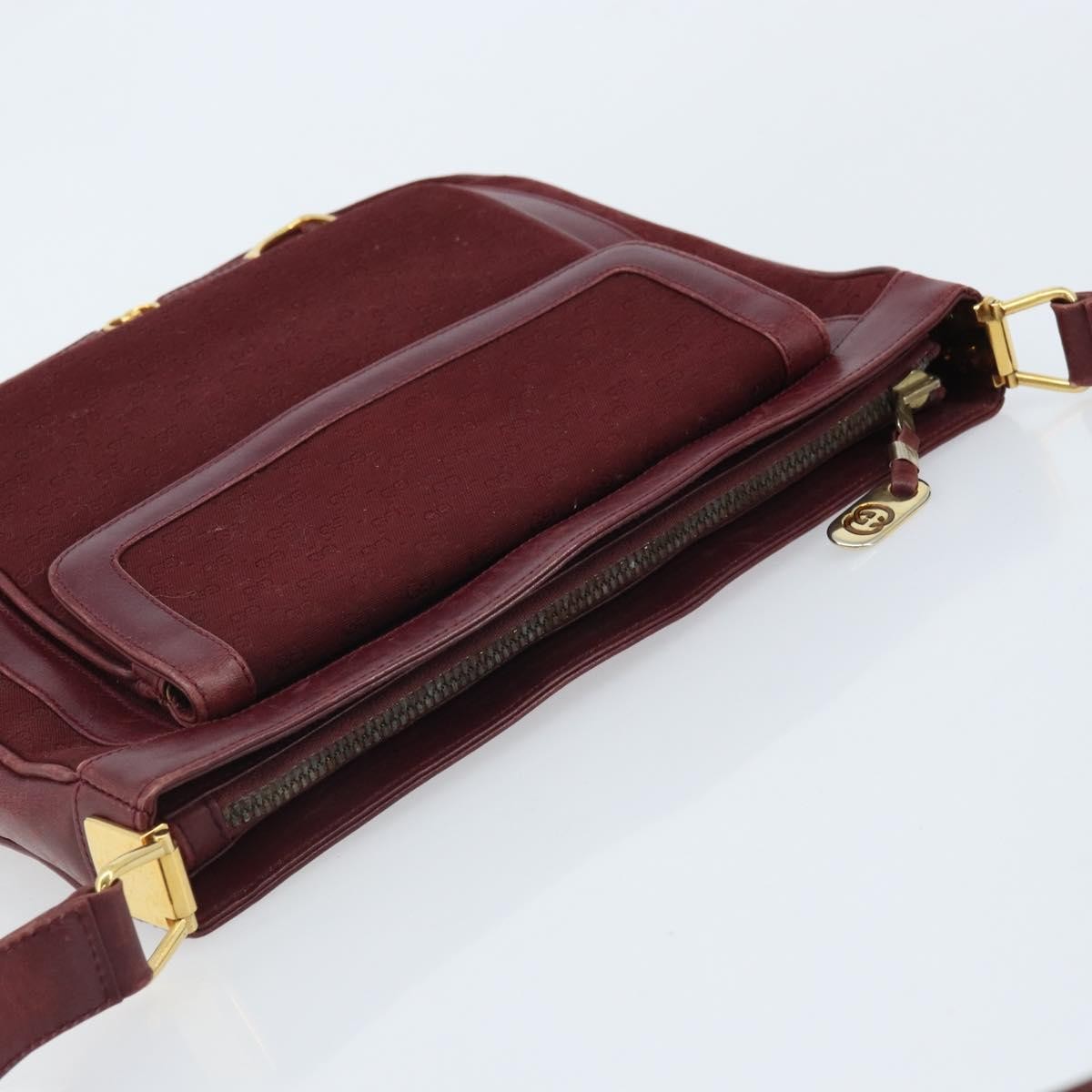 Gucci GUCCI Micro GG Supreme Shoulder Bag Bordeaux Gold Authentic ep13943
