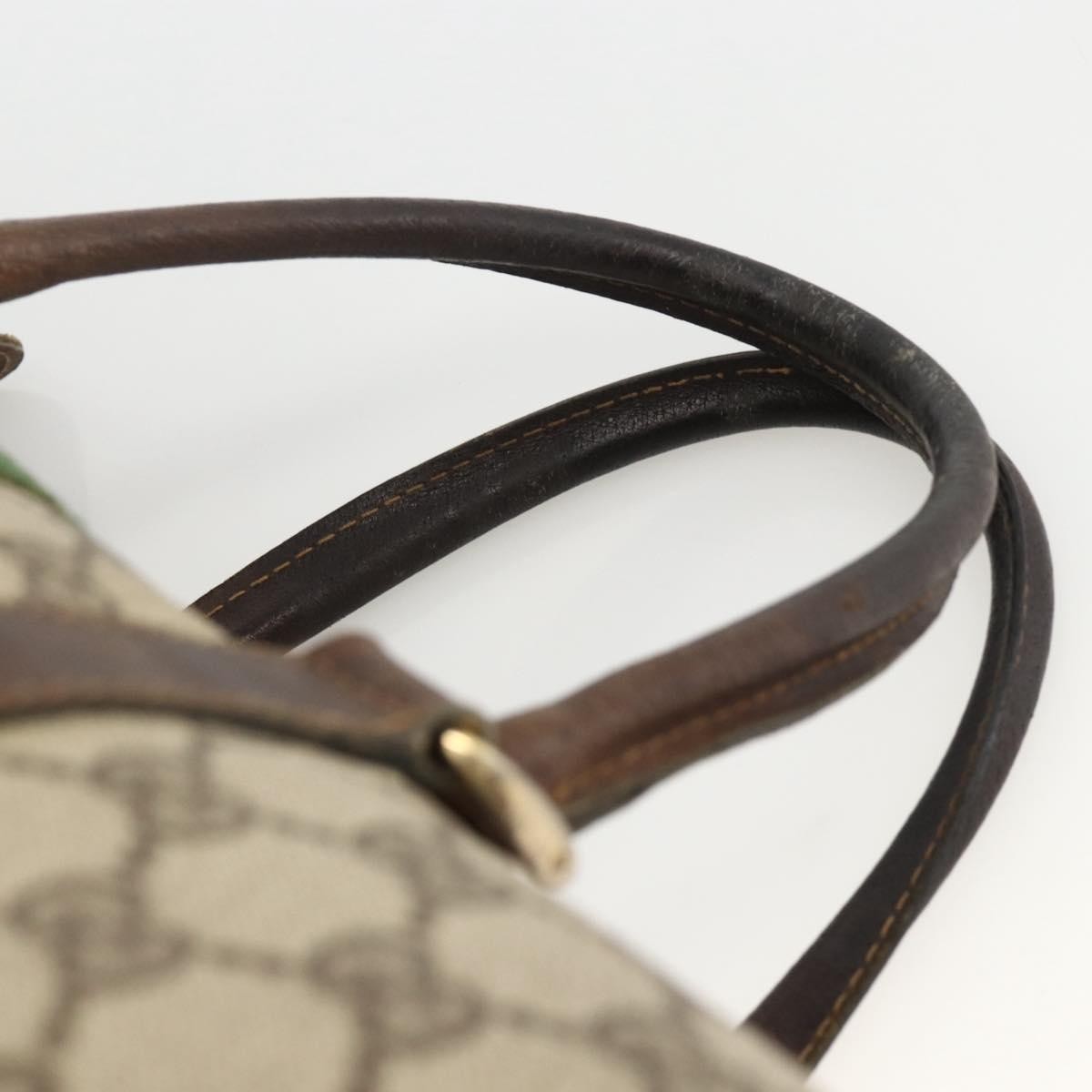 Gucci GUCCI GG Supreme Web Sherry Line Hand Bag PVC Beige Gold Authentic BAZ031