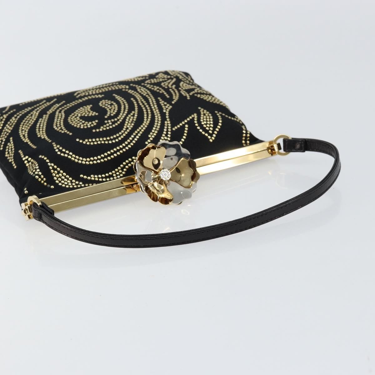 Valentino VALENTINO Hand Bag Satin Brown Gold Authentic bs30808