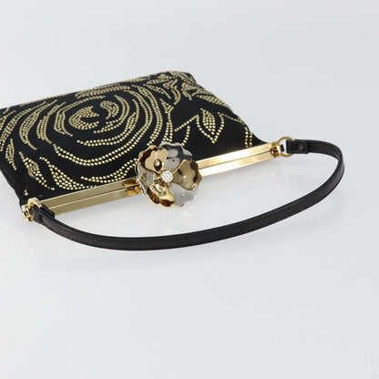 Valentino VALENTINO Hand Bag Satin Brown Gold Authentic bs30808