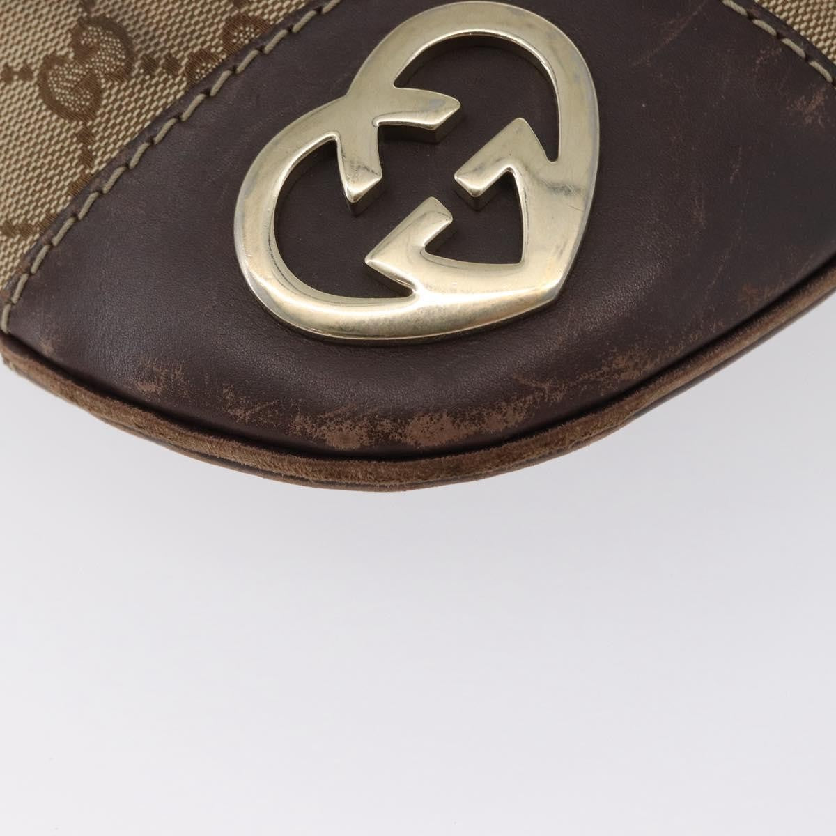 Gucci GUCCI GG Canvas Shoulder Bag Beige Gold 257072 Authentic gh1853