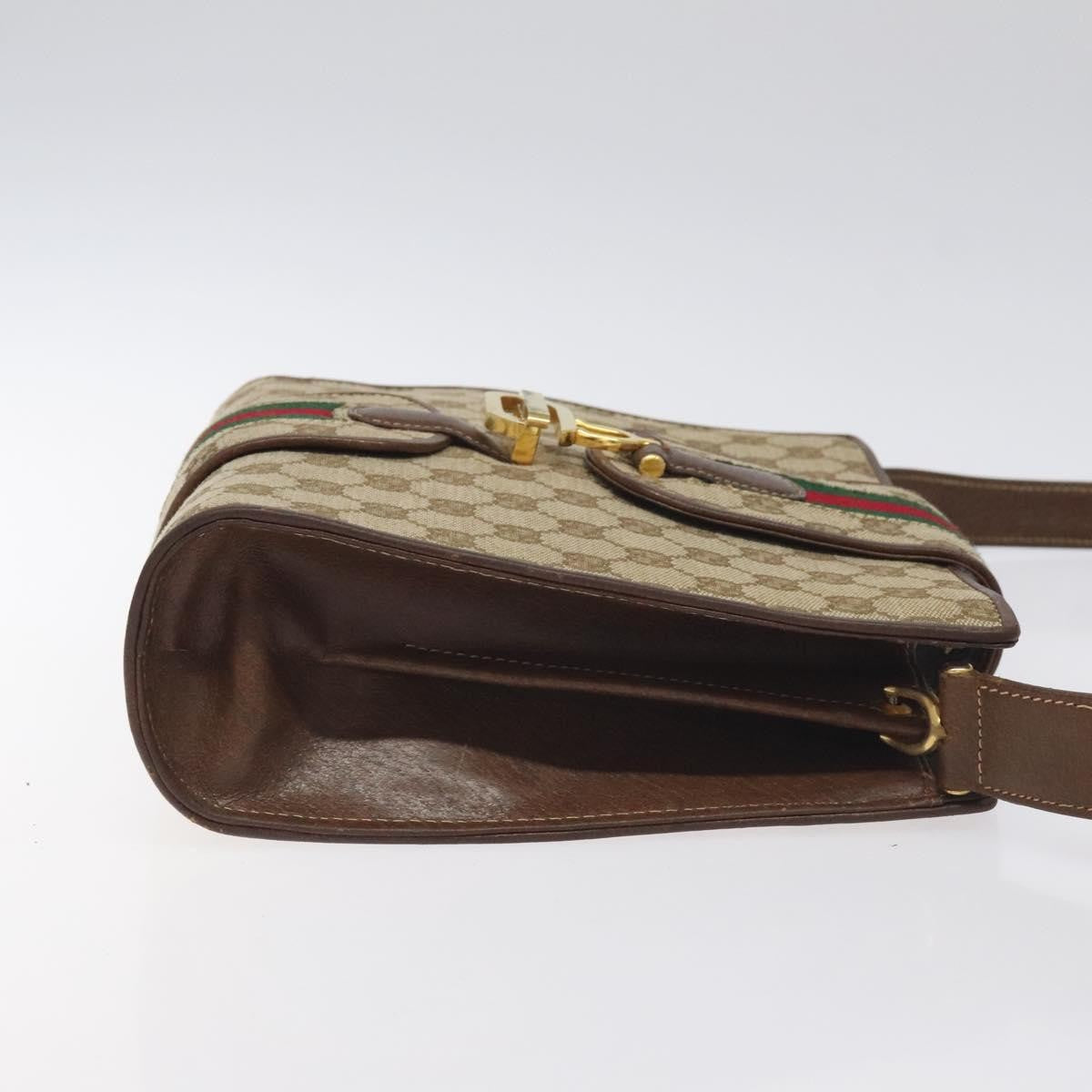 Gucci GUCCI GG Canvas Shoulder Bag Beige Gold Authentic bs27064