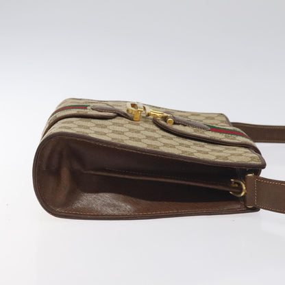 Gucci GUCCI GG Canvas Shoulder Bag Beige Gold Authentic bs27064