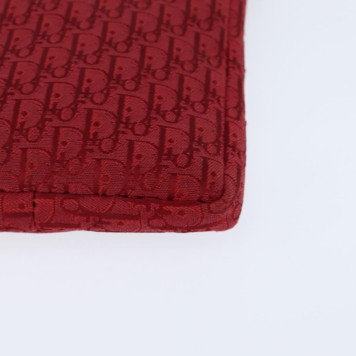 Dior Christian Dior Trotter Canvas Shoulder Bag Red Silver Authentic 147558
