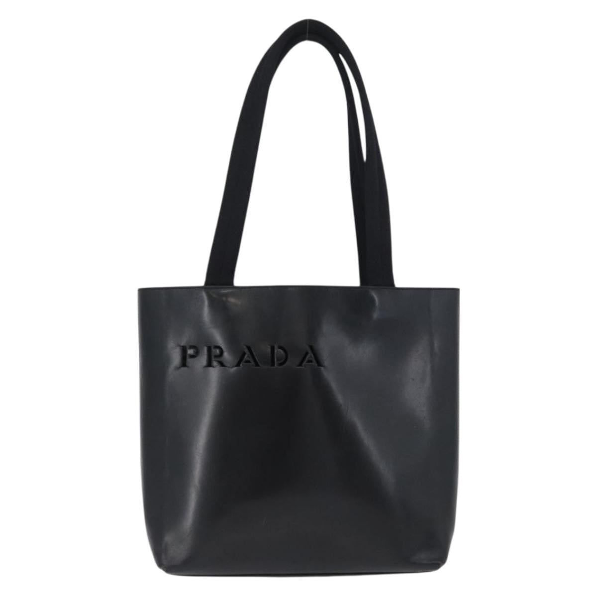 Prada PRADA Tote Bag Leather Black Authentic gh1848