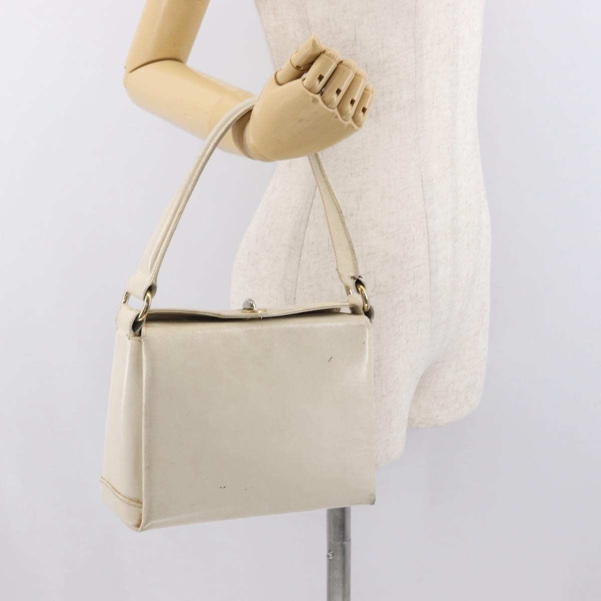 Gucci GUCCI Hand Bag Leather White Silver Authentic ep13227