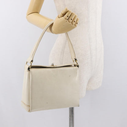 Gucci GUCCI Hand Bag Leather White Silver Authentic ep13227