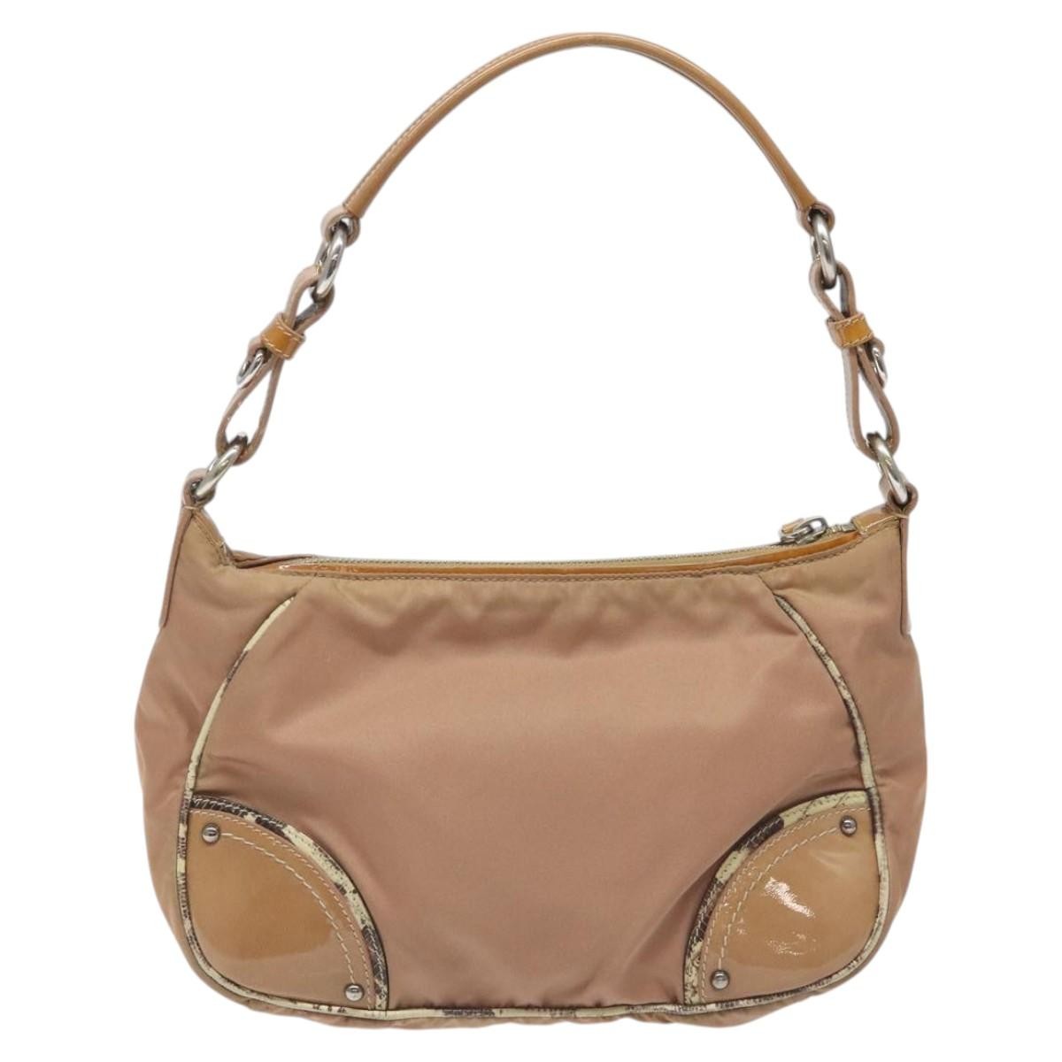 Prada PRADA Shoulder Bag Nylon Beige Authentic EC614