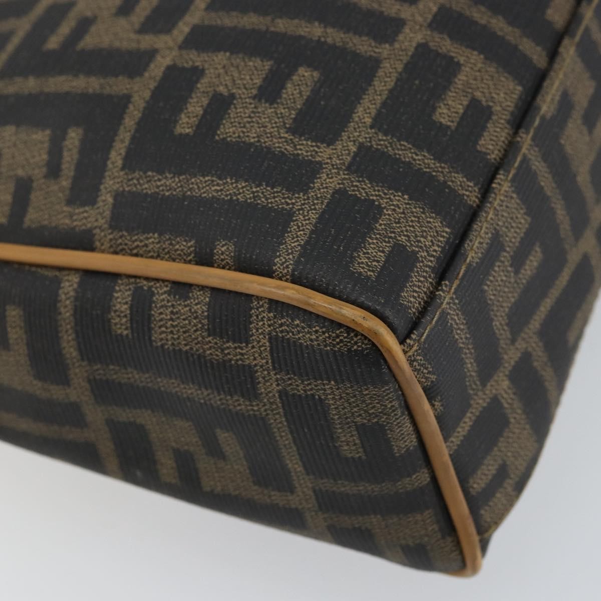 Fendi FENDI Zucca Canvas Hand Bag PVC Brown Black Authentic 158200
