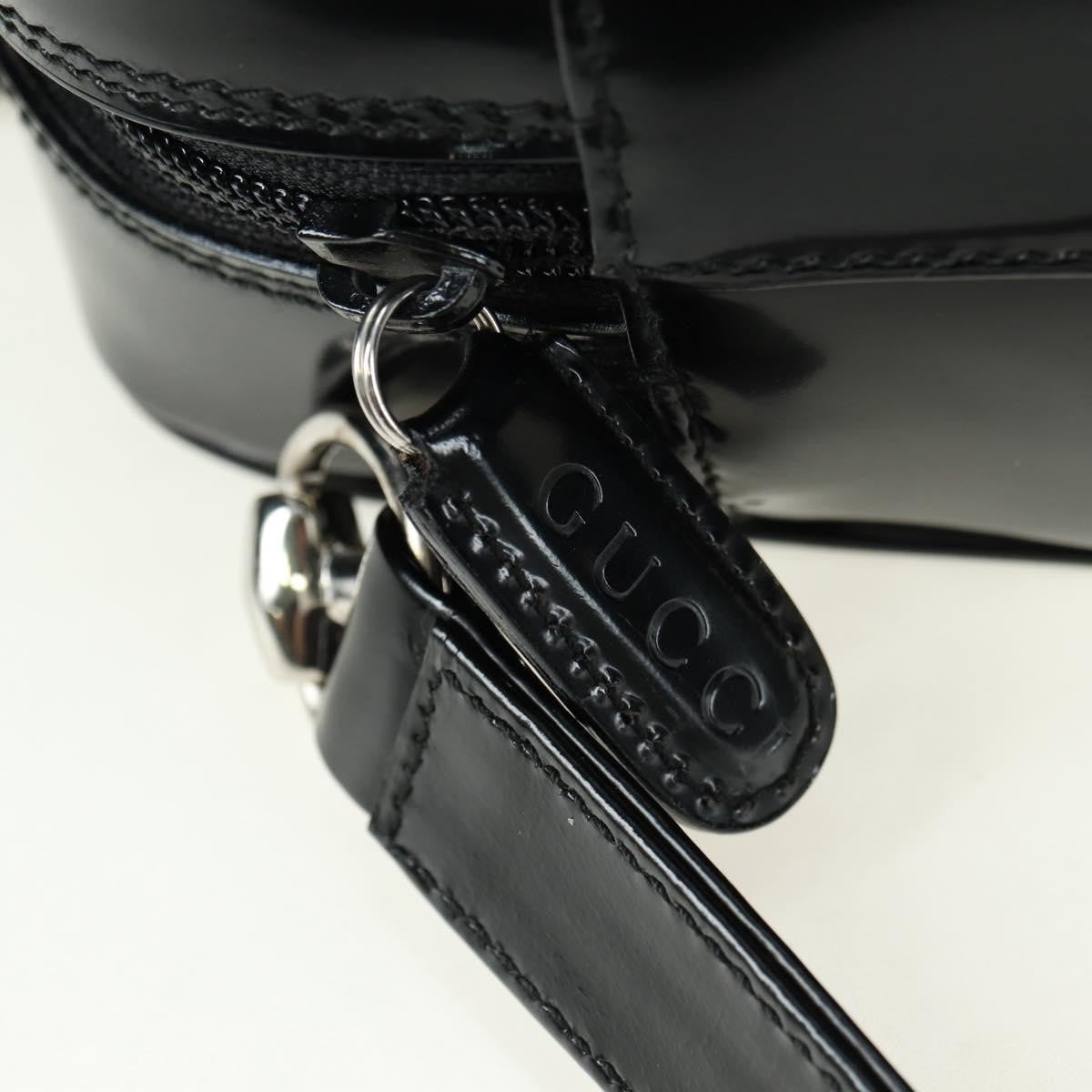 Gucci GUCCI Hand Bag Patent leather 2way Black Silver Authentic 176640