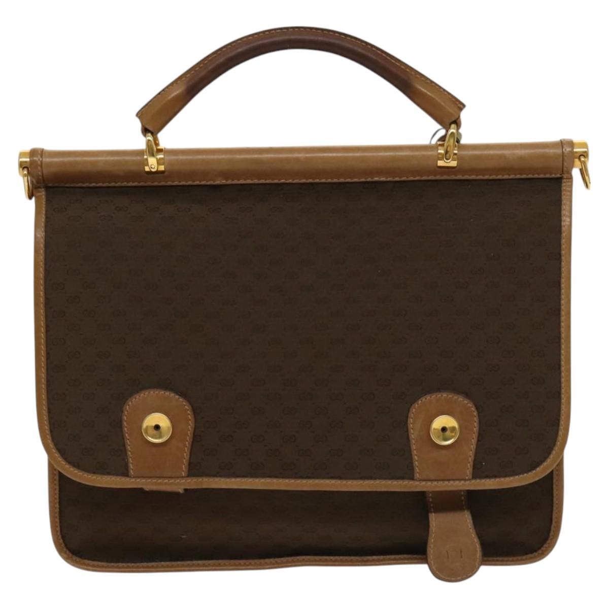 Gucci GUCCI Micro GG Canvas Hand Bag 2way Brown Gold Authentic 121561
