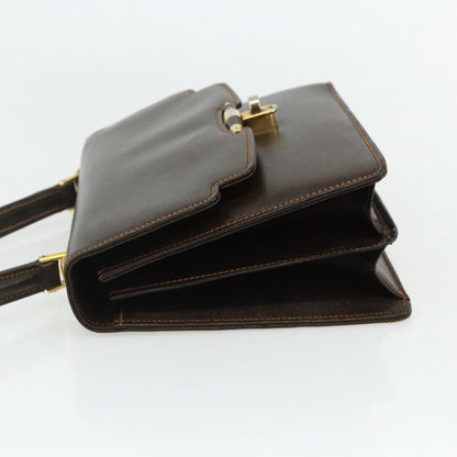 Gucci GUCCI Hand Bag Leather Brown Gold Authentic ep14250