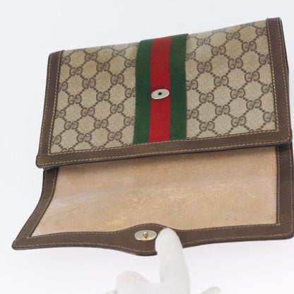 Gucci GUCCI GG Supreme Web Sherry Line Bag PVC Beige Gold 67 039 3087 Authentic 173857