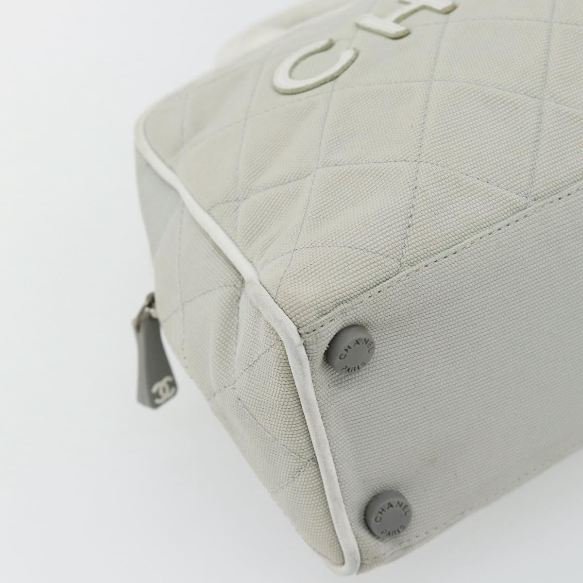 Chanel CHANEL Hand Bag Canvas Leather Gray Silver CC Authentic ka4399A