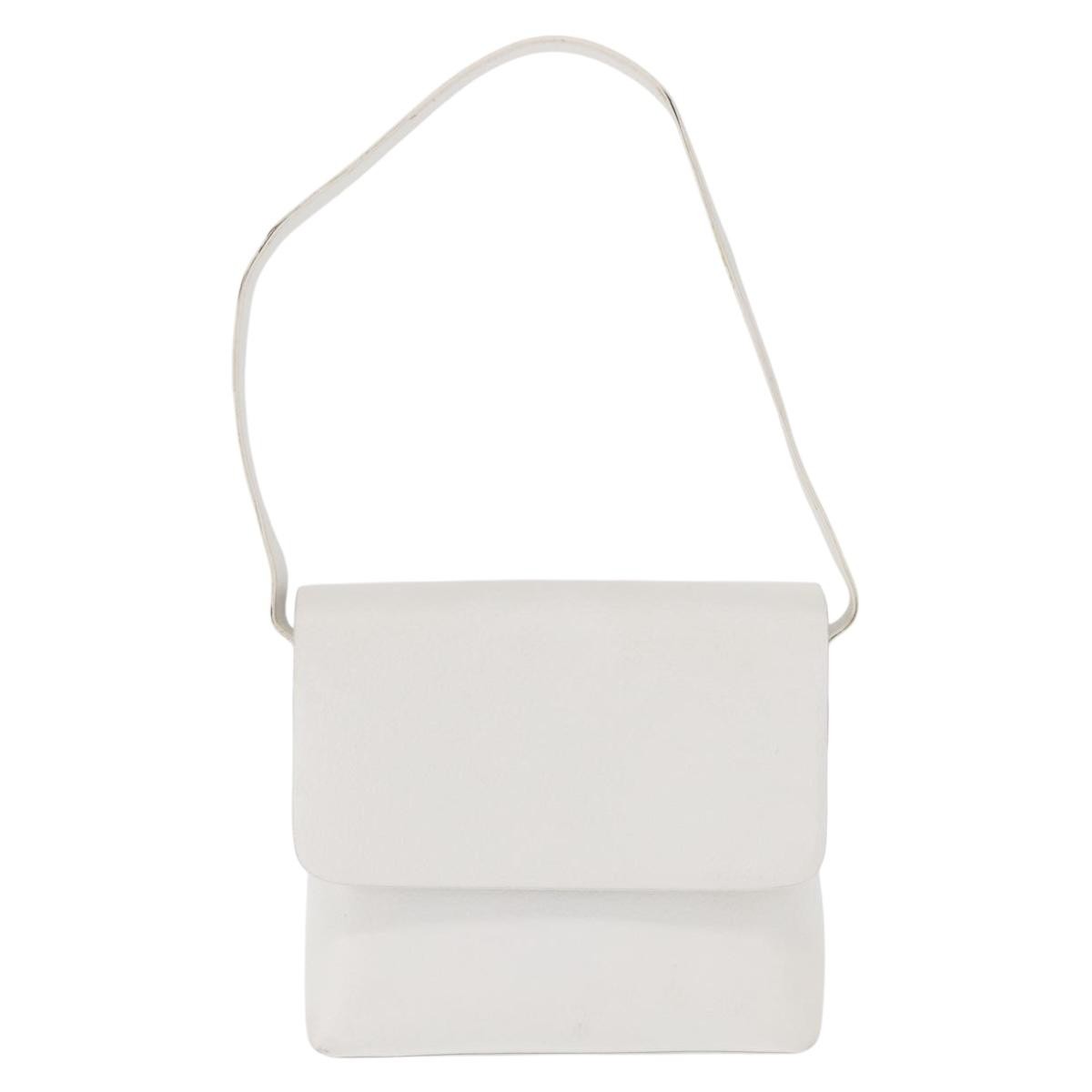 Gucci GUCCI Shoulder Bag Leather White Silver 001 1998 1767 Authentic BA5637
