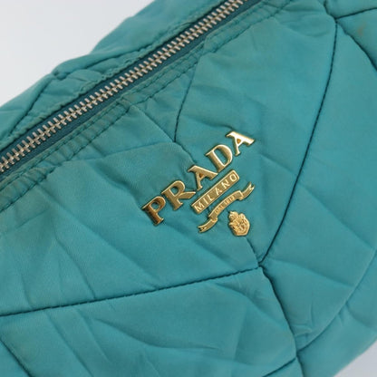 Prada PRADA Shoulder Bag Nylon Turquoise Blue Gold Authentic 148398
