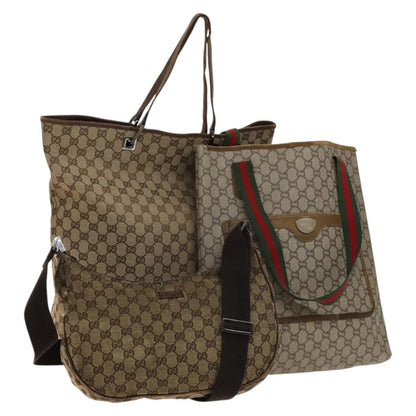 Gucci GUCCI GG Canvas GG Plus Supreme Shoulder Bag PVC 3 Set Beige Authentic ti3417