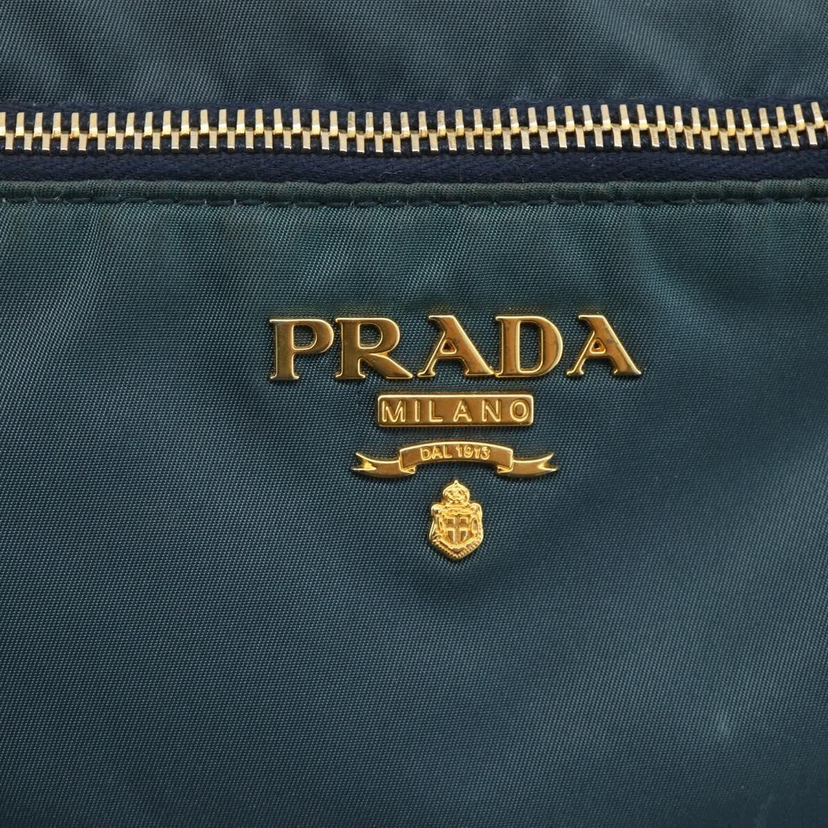 Prada PRADA Shoulder Bag Nylon Green Gold Authentic YKZ1088