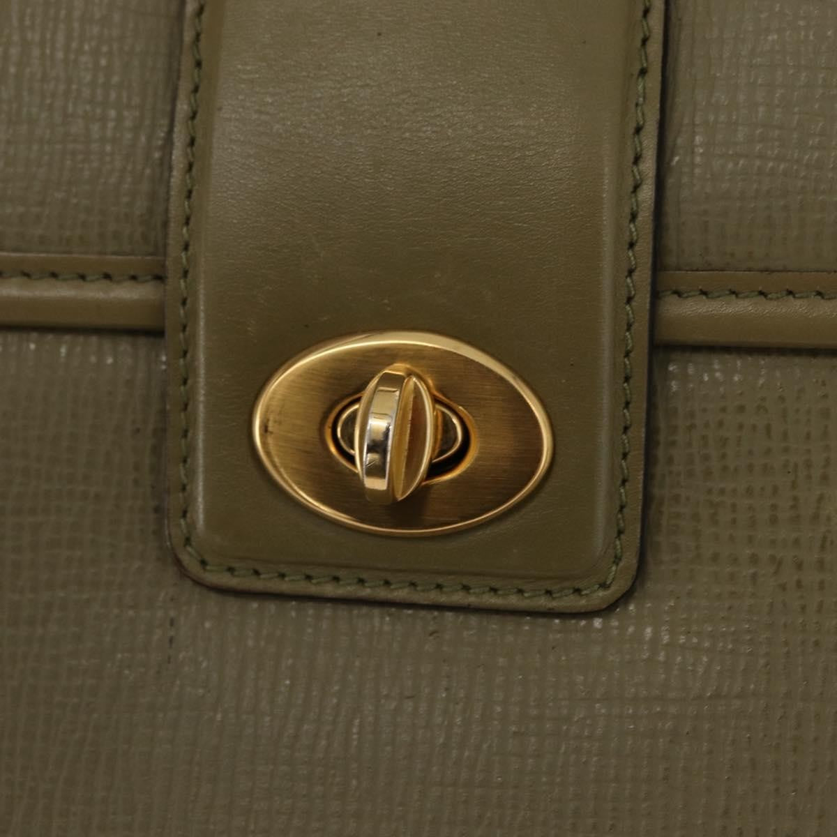 Gucci GUCCI Hand Bag Leather Green Gold Authentic YKZ715