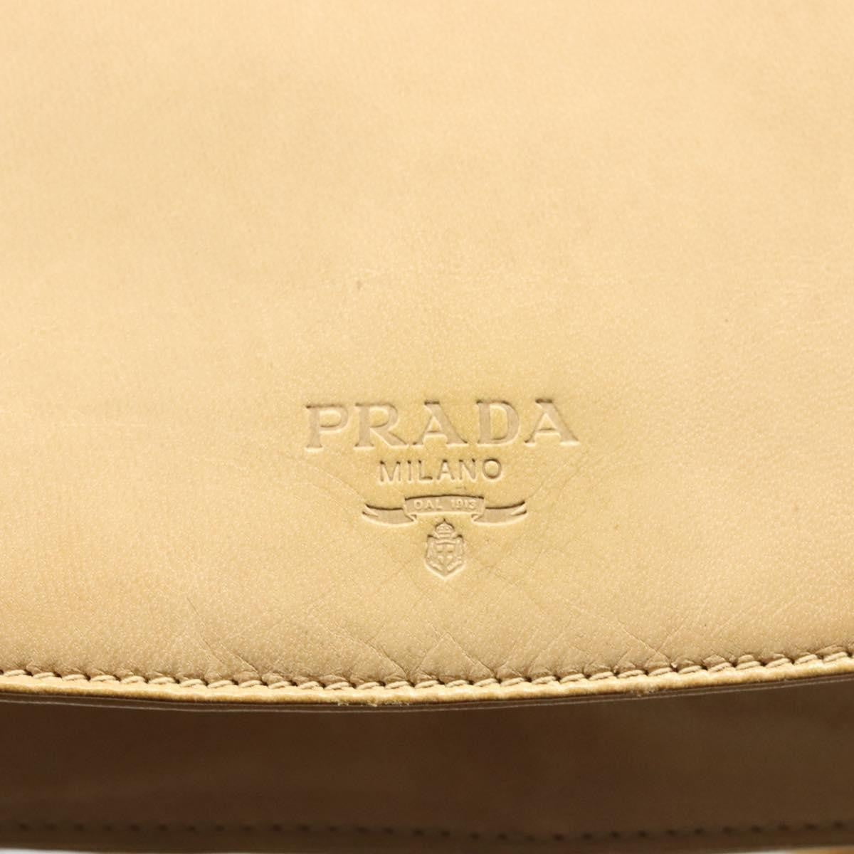 Prada PRADA Chain Shoulder Bag Leather Beige Authentic 141913