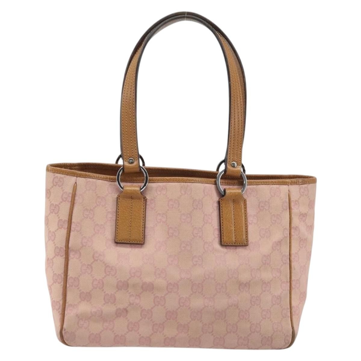 Gucci GUCCI GG Canvas Tote Bag Pink Silver 113019 Authentic AMZ077