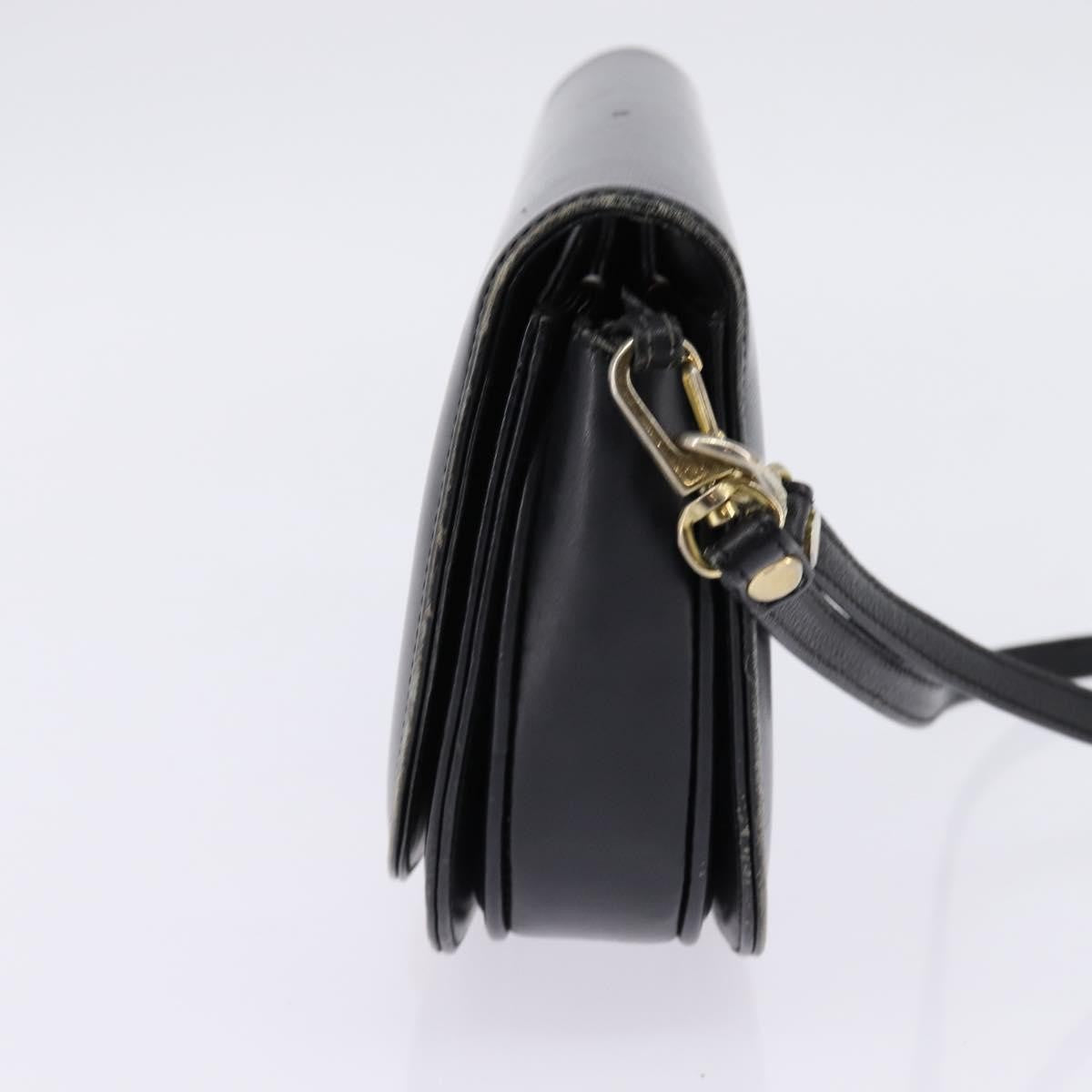 Celine CELINE Horse Carriage Shoulder Bag Leather Navy Gold Authentic BA6372