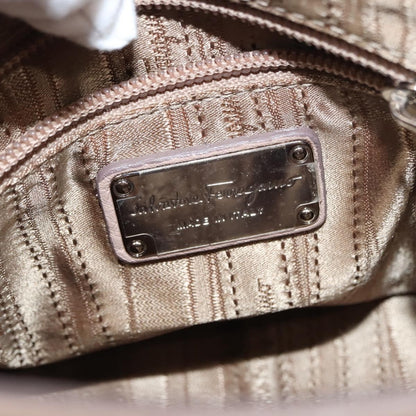 Salvatore Ferragamo Salvatore Ferragamo Gancini Sophia Hand Bag Leather Beige Silver Authentic 145498