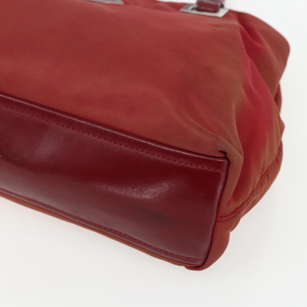 Prada PRADA Hand Bag Nylon Red Silver Authentic 170383