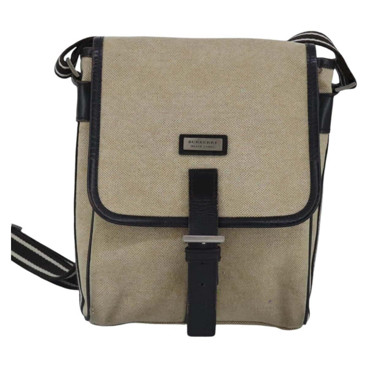 Burberry BURBERRY Shoulder Bag Canvas Beige Authentic ti2263
