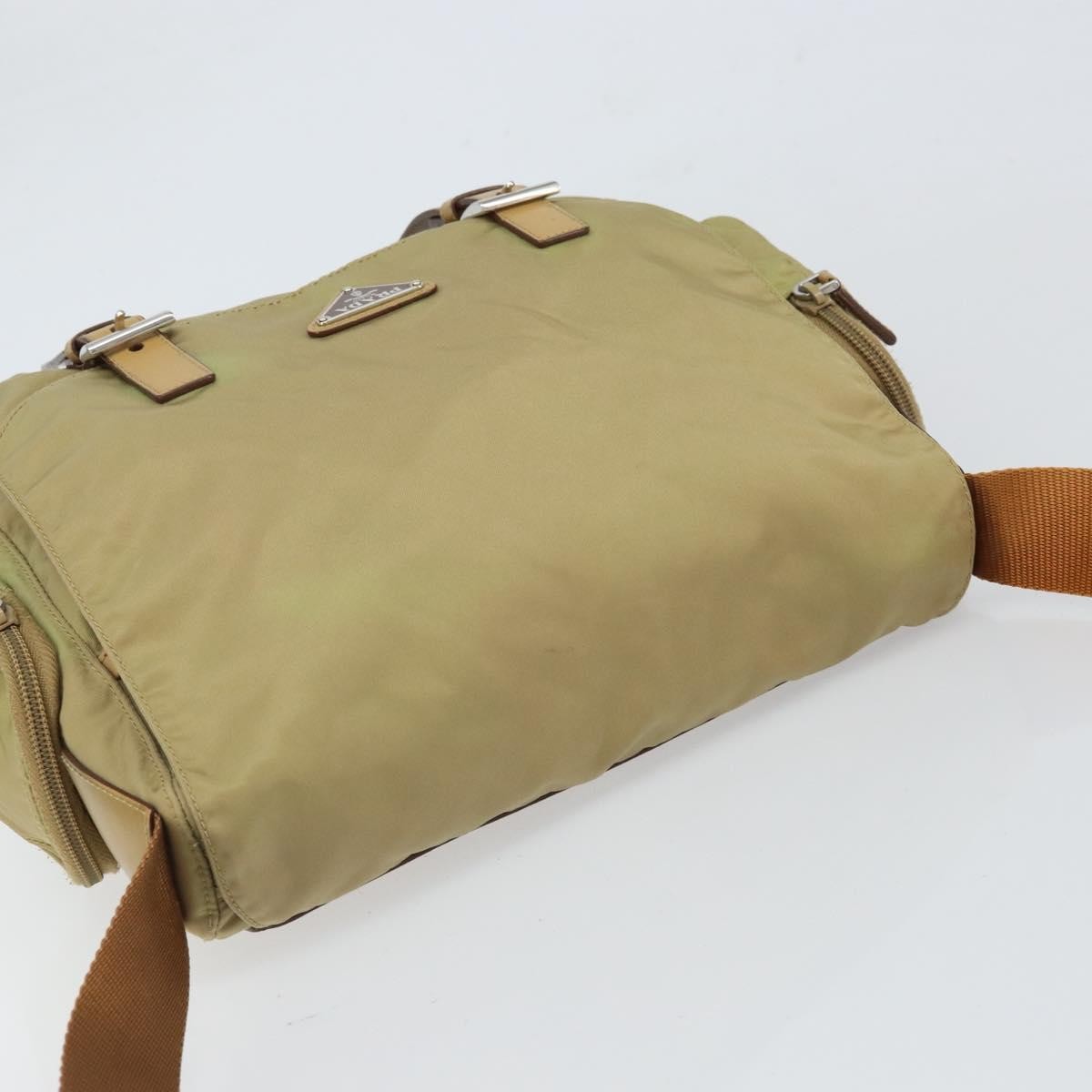 Prada PRADA Shoulder Bag Nylon Beige Silver Authentic 164243