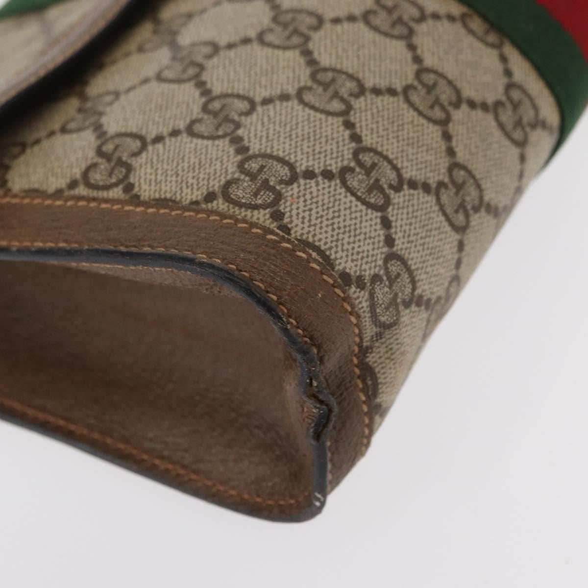 Gucci GUCCI GG Supreme Web Sherry Line Clutch Bag PVC Beige Gold 89 01 006 Authentic 155387