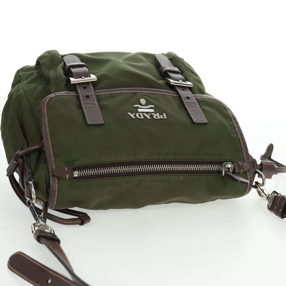 Prada PRADA Shoulder Bag Nylon Green Silver Authentic 161408