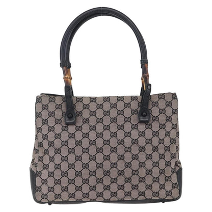 Gucci GUCCI GG Canvas Bamboo Tote Bag Navy 112526 Authentic 154654