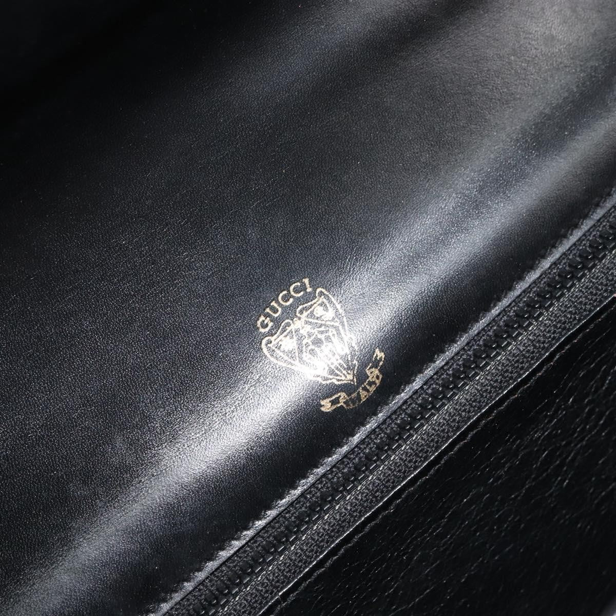 Gucci GUCCI Web Sherry Line Shoulder Bag Leather Black Gold Authentic SW1764