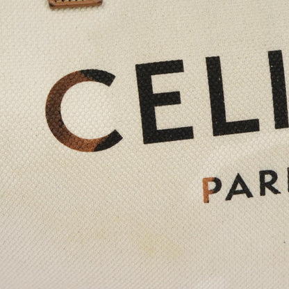 Celine CELINE Horizontalkava Tote Bag Canvas 2way White Gold Authentic 101048