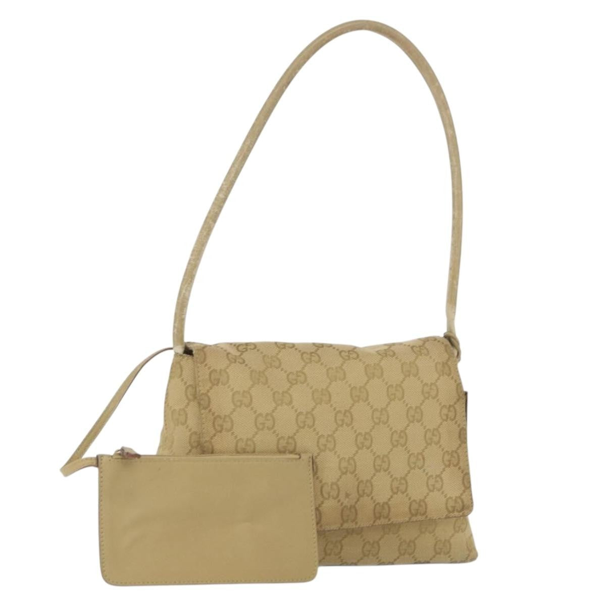 Gucci GUCCI GG Canvas Shoulder Bag Beige Gold 90646 Authentic mr1955