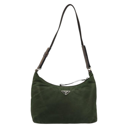 Prada PRADA Shoulder Bag Nylon Khaki Silver Authentic bs34740