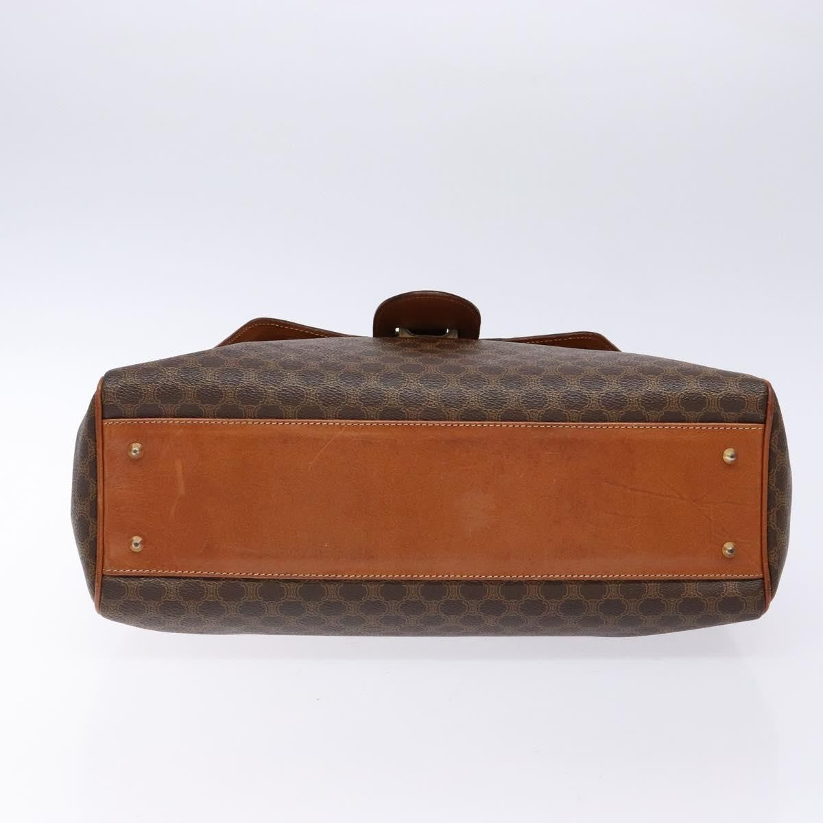 Celine CELINE Macadam Canvas Hand Bag PVC Leather Brown Gold Authentic bs28733