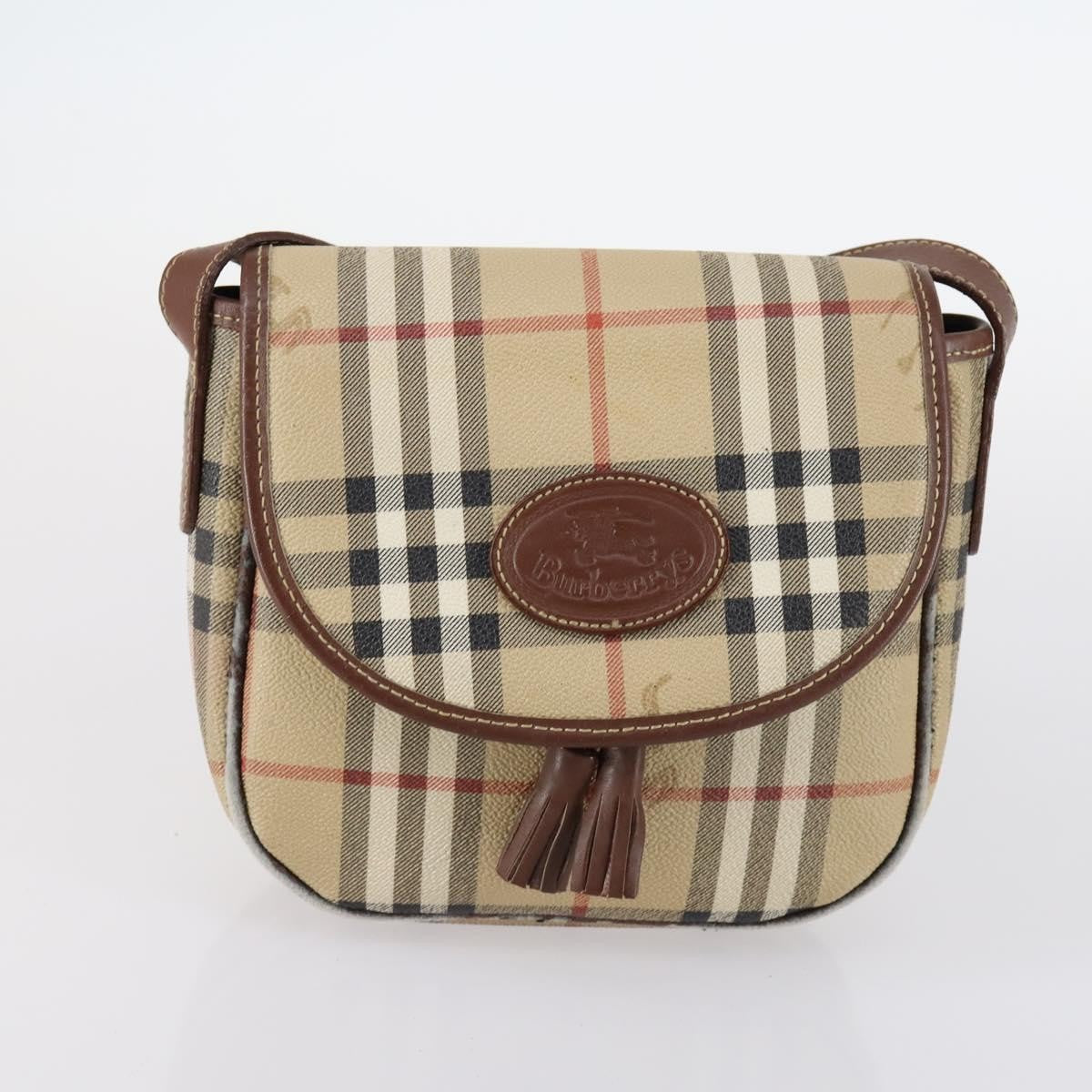 Burberrys Burberrys Nova Check Shoulder Bag Leather 3 Set Beige Brown black Authentic BA5851