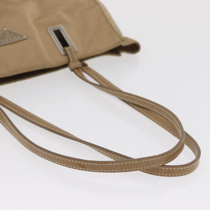 Prada PRADA Tote Bag Nylon Leather Beige Silver Authentic 156731